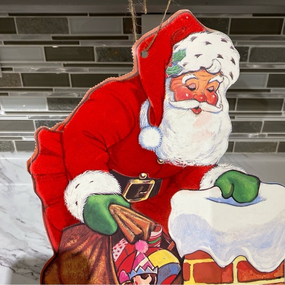 Vintage Die cut Santa Claus Holiday Christmas Decoration large double sided - Picture 2 of 5